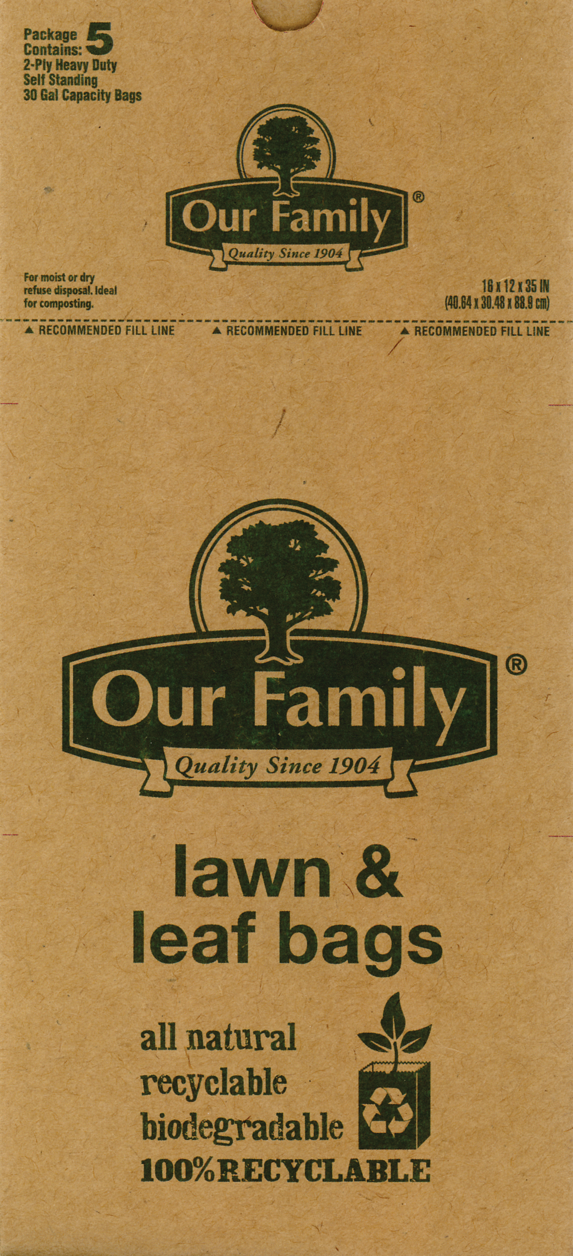 Our Family  paper bags, self standing, heavy duty, 30-gallon capacity Full-Size Picture